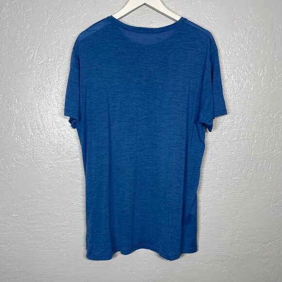 We Norwegians Men XL Blue Short Sleeve Crew Neck Shirt Merino Wool Blend - Picture 7 of 11
